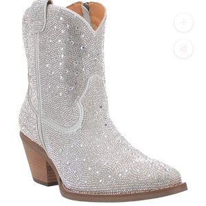 Dingo | Rhinestone Cowgirl Leather Bootie in Silver